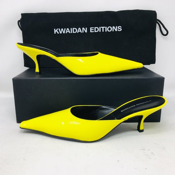 Kwaidan Editions Women’s Yellow Pointed Toe Kitten Heel Mule Shoes Size 8 M - Picture 2 of 14